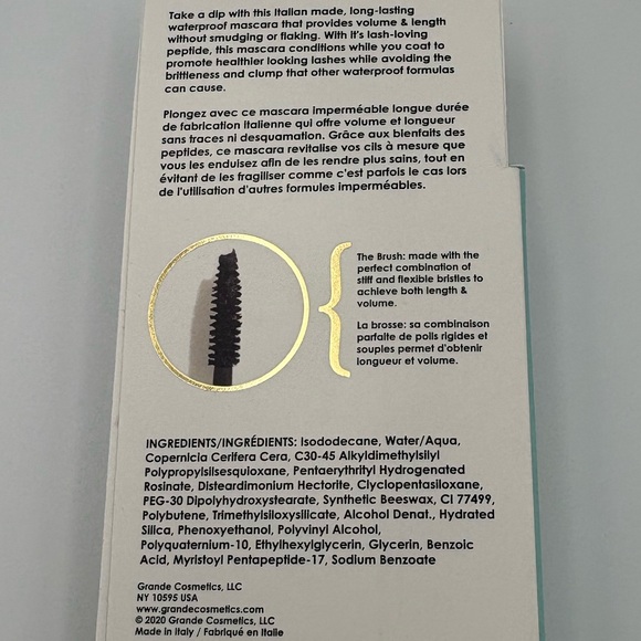 Grande Cosmetics waterproof peptide mascara Rich black - Picture 3 of 3